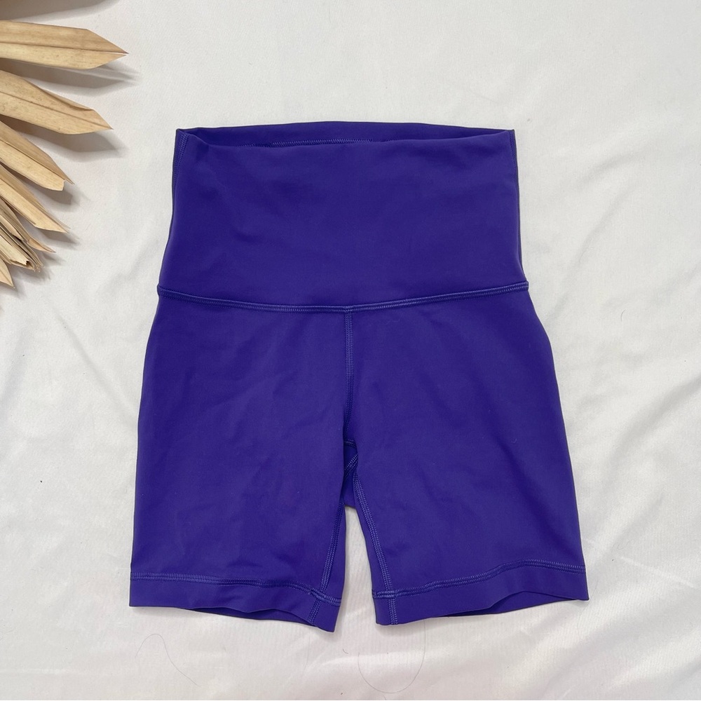 Lululemon Athletica Wunder Train High-Rise 6" Petrol Purple Biker Shorts Size 2